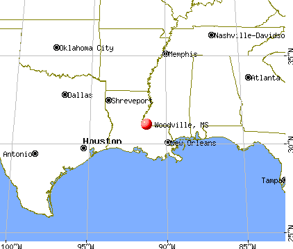 Woodville, Mississippi map