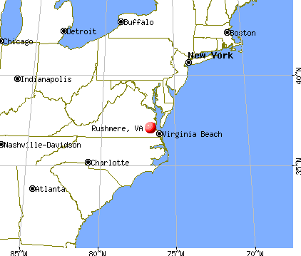 Rushmere, Virginia map