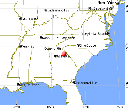 Comer, Georgia map