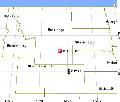 Mills, Wyoming map