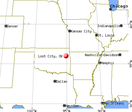 Lost City, Oklahoma map