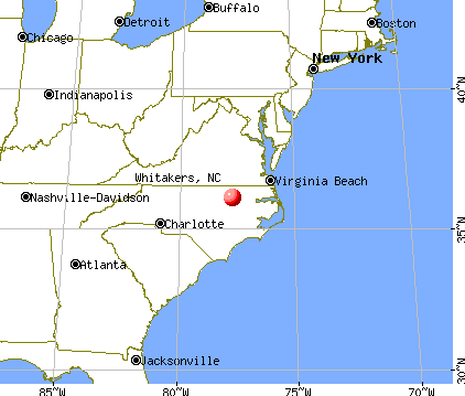 Whitakers, North Carolina map