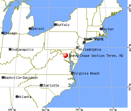 Chevy Chase Section Three, Maryland map