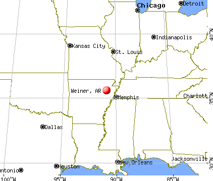 Weiner, Arkansas map