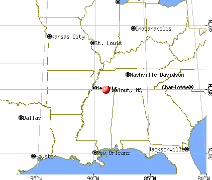 Walnut, Mississippi map