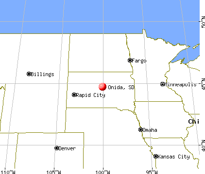 Onida, South Dakota map