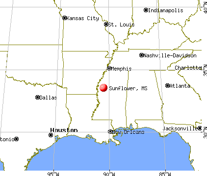 Sunflower, Mississippi map
