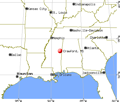 Crawford, Mississippi map