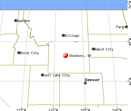 Shoshoni, Wyoming map