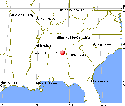 Reece City, Alabama map