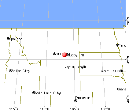 Muddy, Montana map