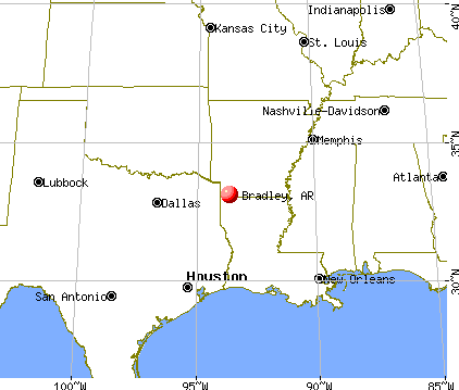 Bradley, Arkansas map