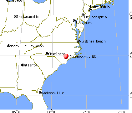 Greenevers, North Carolina map