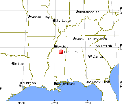 Ecru, Mississippi map