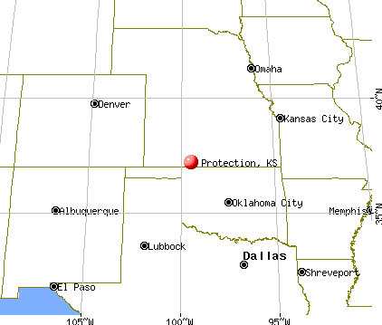 Protection, Kansas map