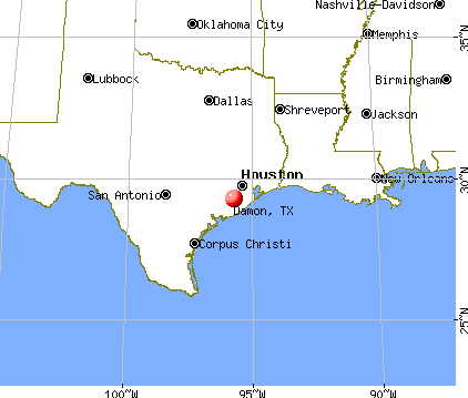 Damon, Texas map
