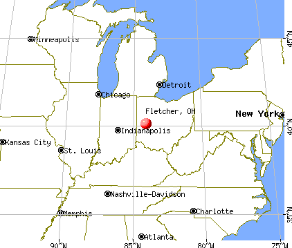 Fletcher, Ohio map