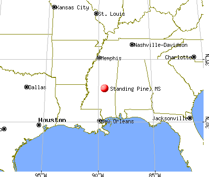 Standing Pine, Mississippi map
