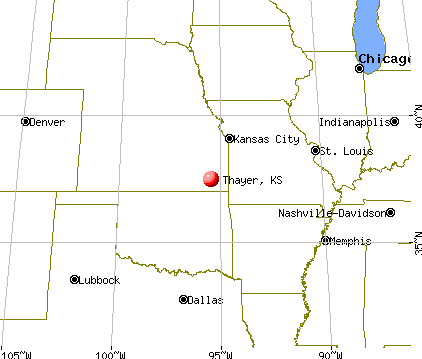 Thayer, Kansas map