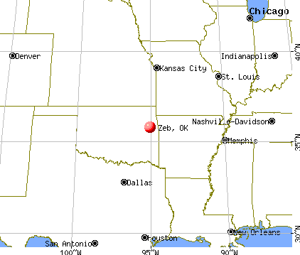 Zeb, Oklahoma map