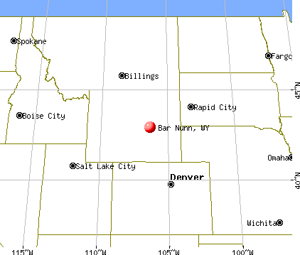 Bar Nunn, Wyoming map