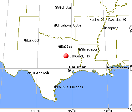 Oakwood, Texas map