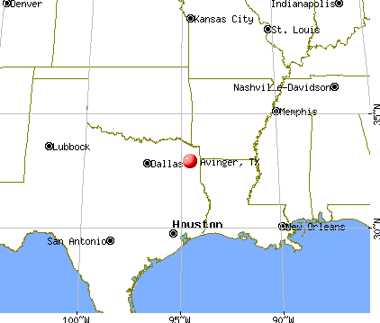 Avinger, Texas map