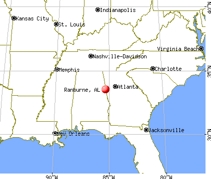 Ranburne, Alabama map