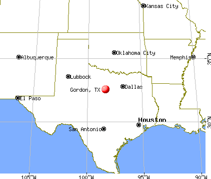 Gordon, Texas map