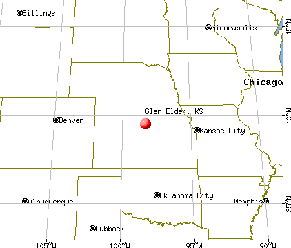 Glen Elder, Kansas map