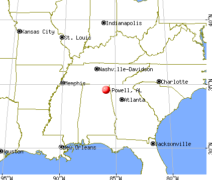 Powell, Alabama map