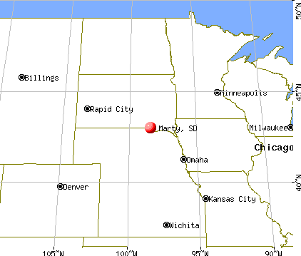 Marty, South Dakota map
