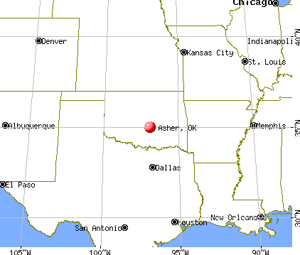 Asher, Oklahoma map