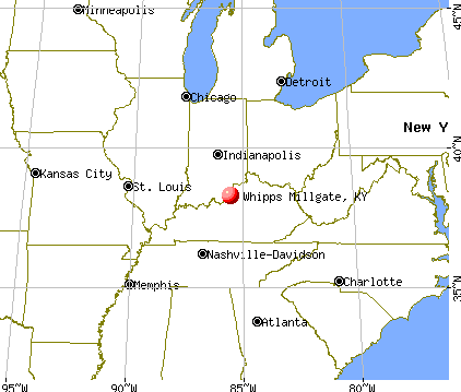Whipps Millgate, Kentucky map