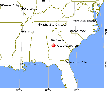 Yatesville, Georgia map