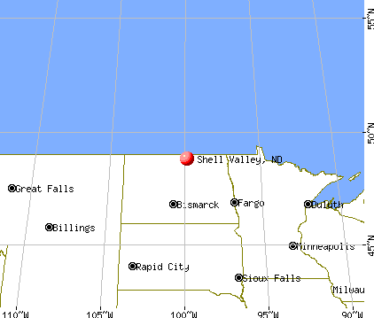 Shell Valley, North Dakota map