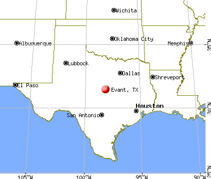 Evant, Texas map