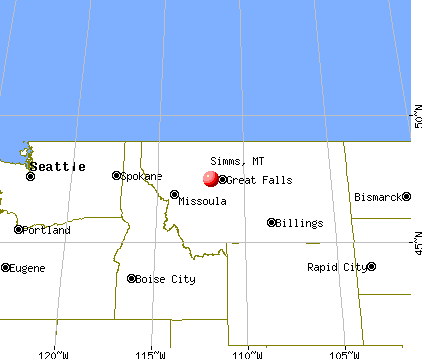 Simms, Montana map