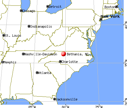 Bethania, North Carolina map