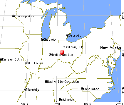Casstown, Ohio map