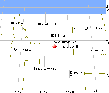 West River, Wyoming map