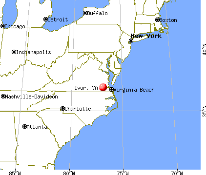 Ivor, Virginia map