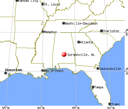 Gordonville, Alabama map