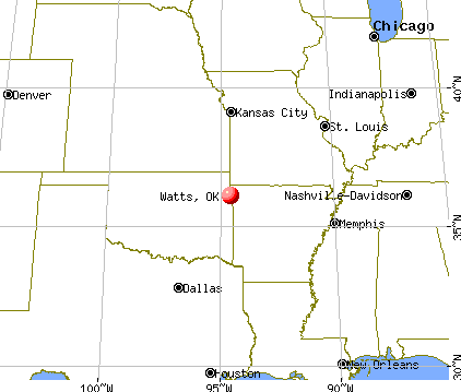 Watts, Oklahoma map