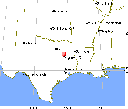 Poynor, Texas map