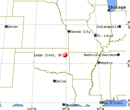 Cedar Crest, Oklahoma map