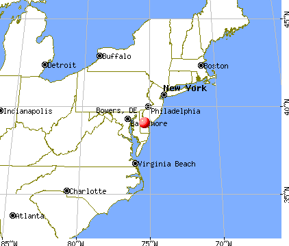 Bowers, Delaware map