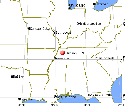 Gibson, Tennessee map