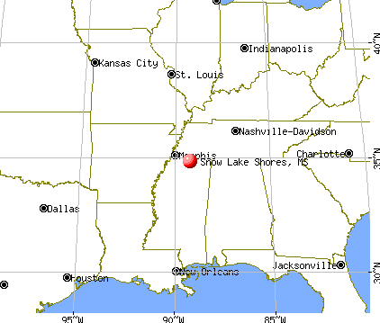 Snow Lake Shores, Mississippi map