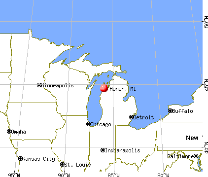 Honor, Michigan map